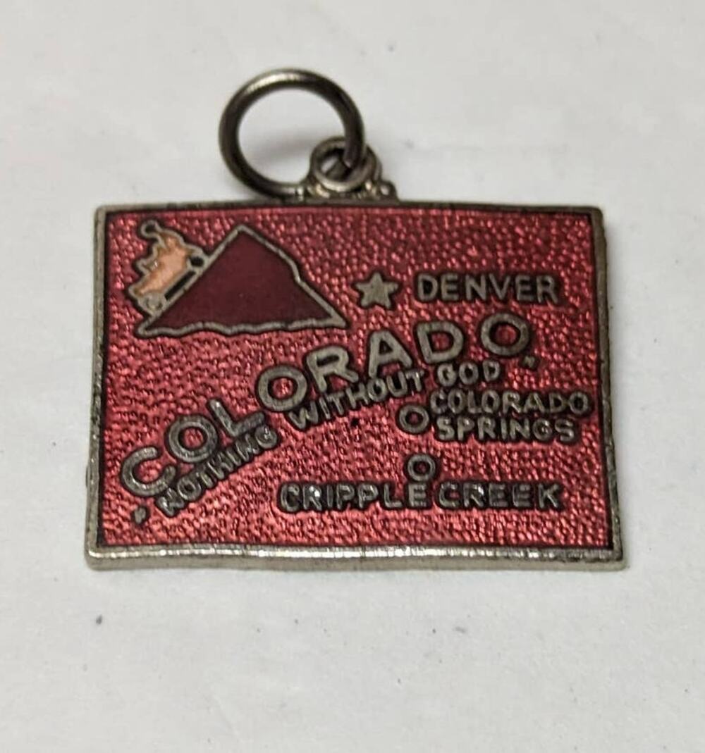 Colorado CO Vintage 50 State Souvenir Silvertone Enamel Bracelet Charm Metallic